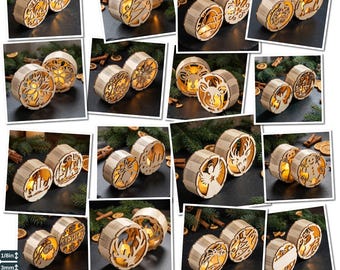 25 Christmas Candle Holder Laser Files, Wooden Tea Light Lantern Bundle, Holiday Table Decor