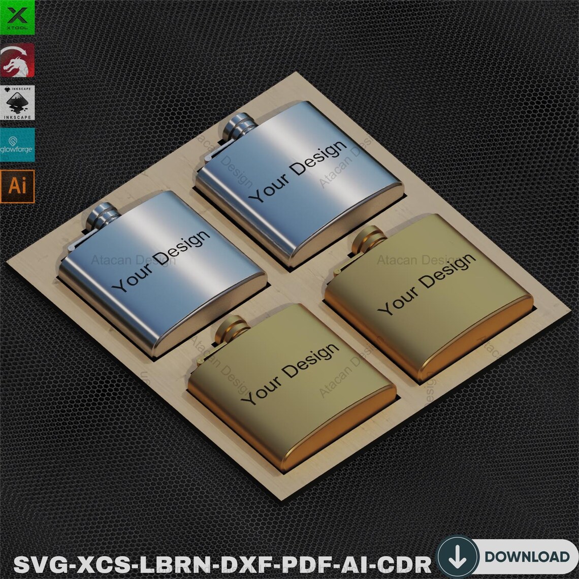 Custom Flask Label Laser Engraving Jig Template - Multiple Sizes for ...