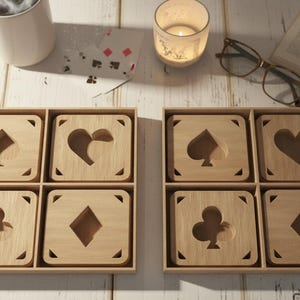 Dessous de verre élégants - Jeu de cartes à jouer découpées au laser avec boîte pour décoration de bar 205