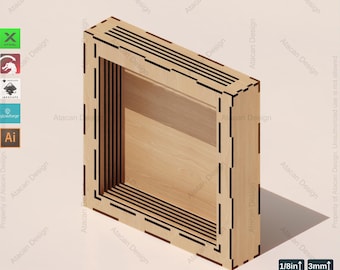 Schatten Box Vorlage für Laser | 3mm Holz | SVG-Datei | Austauschbare Rückseite | Personalisieren Sie Ihre Erinnerungen 859