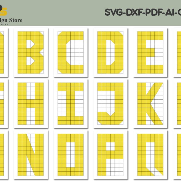 Capital Letter Quilt Blocks / 0 to 9 Numbers / Uppercase Letter Quilts Template SVG DXF Pdf Ai CDR 317