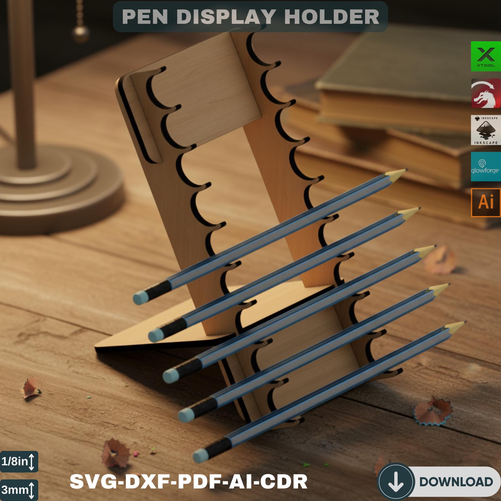 Laser Cut Pen Holder SVG, Wooden Pencil Stand, Desk Organizer for