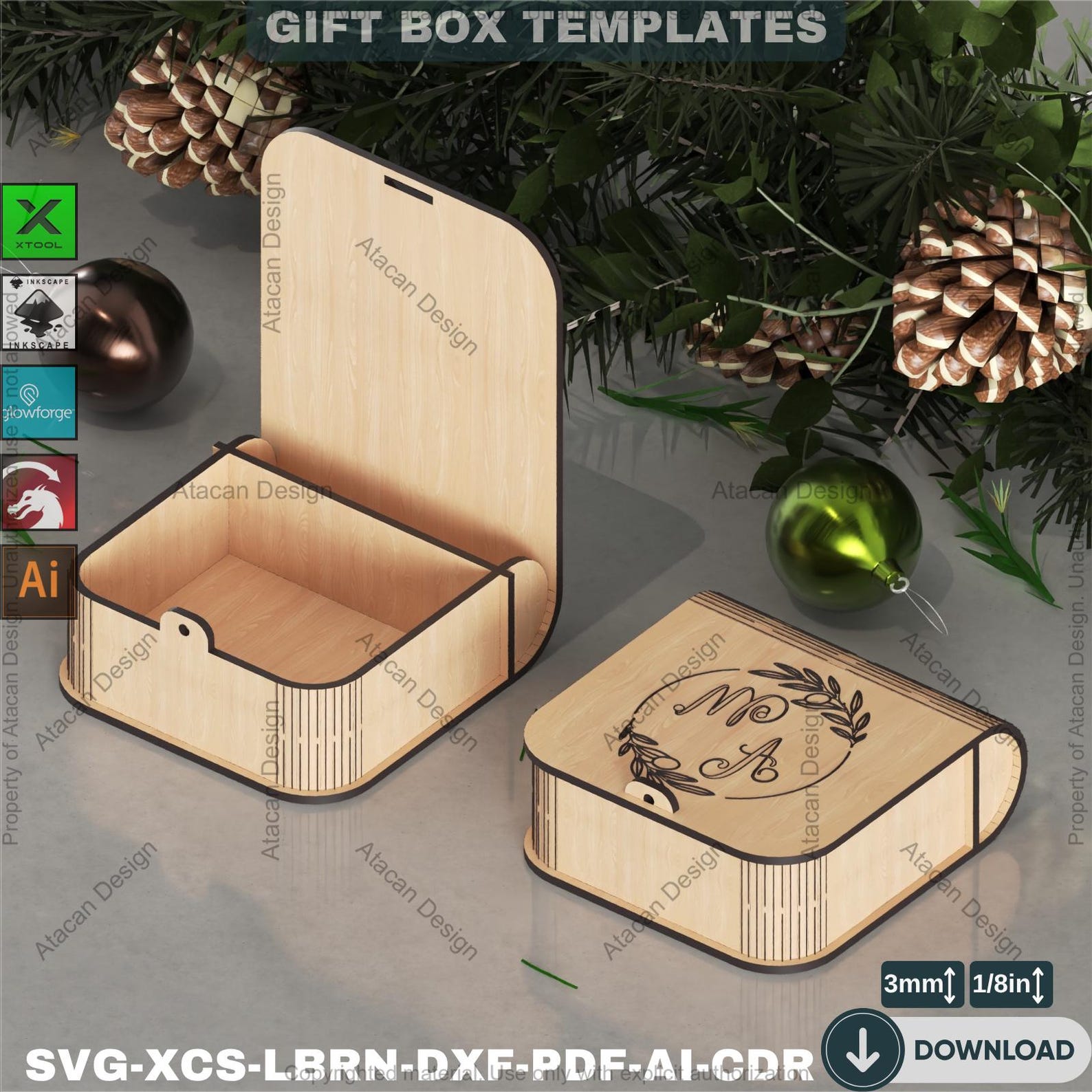 Laser Cut Living Hinge Box SVG, Engravable Keepsake Gift Box File for ...