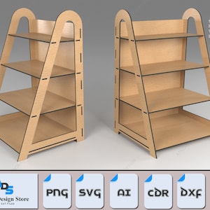 Multifunctionele lasergesneden standaard / houten cadeaukaartweergave / 4 plank vectorbestanden SVG DXF Ai CDR 360