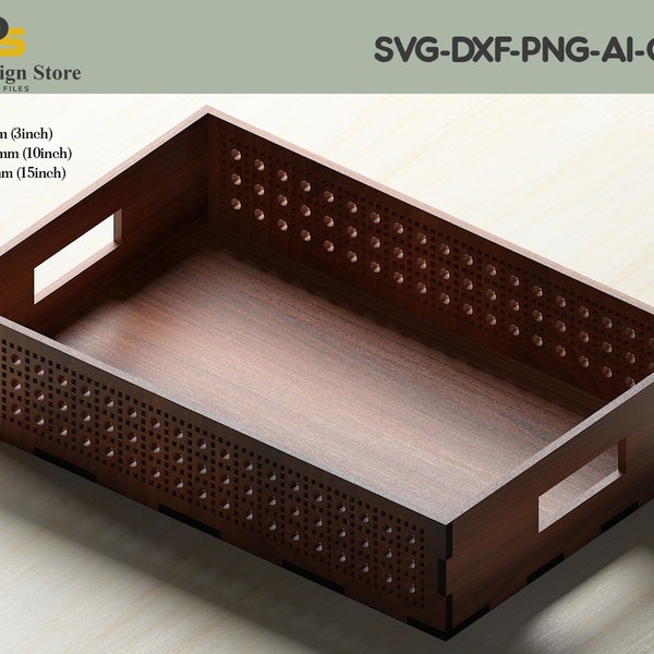 Wooden Laser Tray with Rattan Pattern / Flat Serving Tray Digital Files / Dxf Ai SVG Cdr Vectors 253