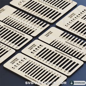 Strumento di taglio del legno Svg / Progettazione Whitworth metrica per spessore del materiale / Prova e rilevamento del taglio SVG DXF Ai CDR 362