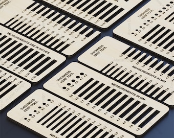 Ferramenta de medição de espessura de corte em madeira SVG / Design métrico Whitworth para espessura do material / Teste e medição de espessura de corte SVG DXF Ai CDR 362