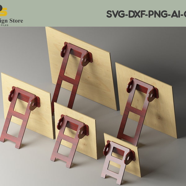 Easel Stand Backs - Photo Frame Stand Backs - Wood Easel Display Stand - 3mm- 6mm - 1/4in and 1/8in - Laser Cut File Glowforge ADS263