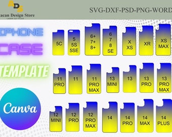 Bundle Phone Case Template for sublimation / All iphone Models Case Svg Template / 14 pro max Case Sublimation / Canva Editable 318