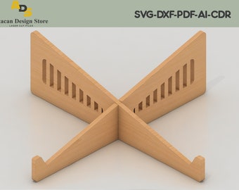 Laser wood cut laptop stand / Wooden Acrylic Computer Holder / Glowforge laser design ADS166