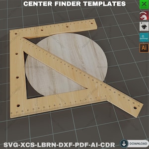 Gabarit de recherche de centre de découpe laser - fichiers modèles en bois, outil de règle croisée - modèles de centrage découpés au laser, gabarit de centrage pour le travail du bois 837 image 4