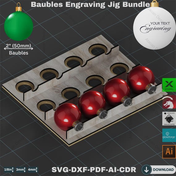 Bauble Engraving Jig Template Bundle All Sizes for Laser Cutting Projects,Custom Bauble Engraving Jig,Engraving Jig Template Collection 821