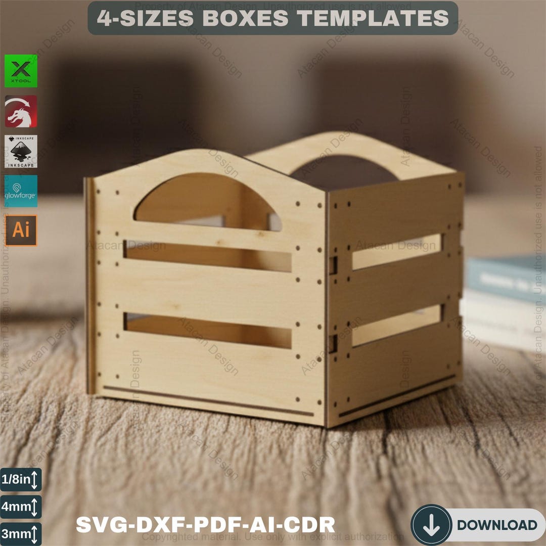 Wooden Storage Boxes SVG Laser Cut Files, Decorative Box Template ...