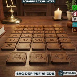 Scrabble Tile Set Digital Laser Cut Files, Family Sign,Laser Cut Scrabble Tiles Full Alphabet, DIY Sign Letters 854