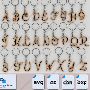 Alphabet Keychain Bundle - A to Z Letters for Laser Cut Jewelry and Accessories 508 image 10