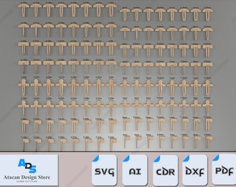 Set di perni a nido d'ape SVG, perni di fissaggio del piano laser per Glowforge, file per morsetti del vassoio raccoglibriciole per xTool, tutte le misure incluse, taglio di precisione 423
