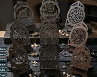 Viking Celtic Telefonställ SVG Laserskurna Mallar Trähållare Mönster 973