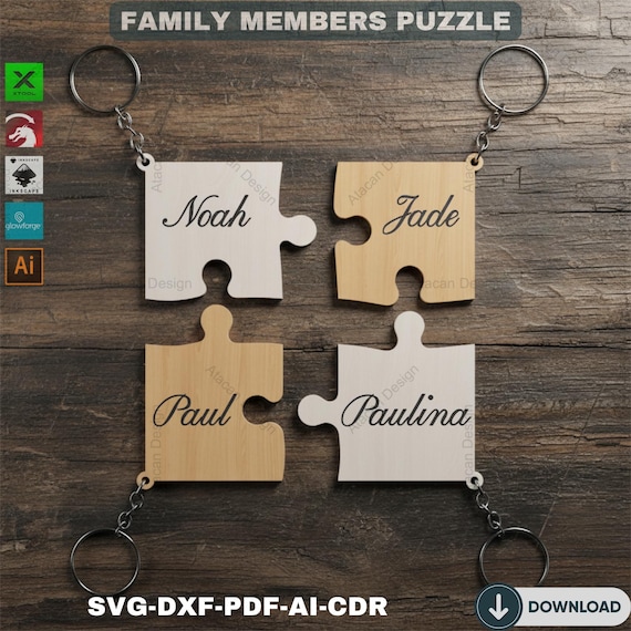 Personalized Family Puzzles Keychain Template Puzzle Pieces Cut