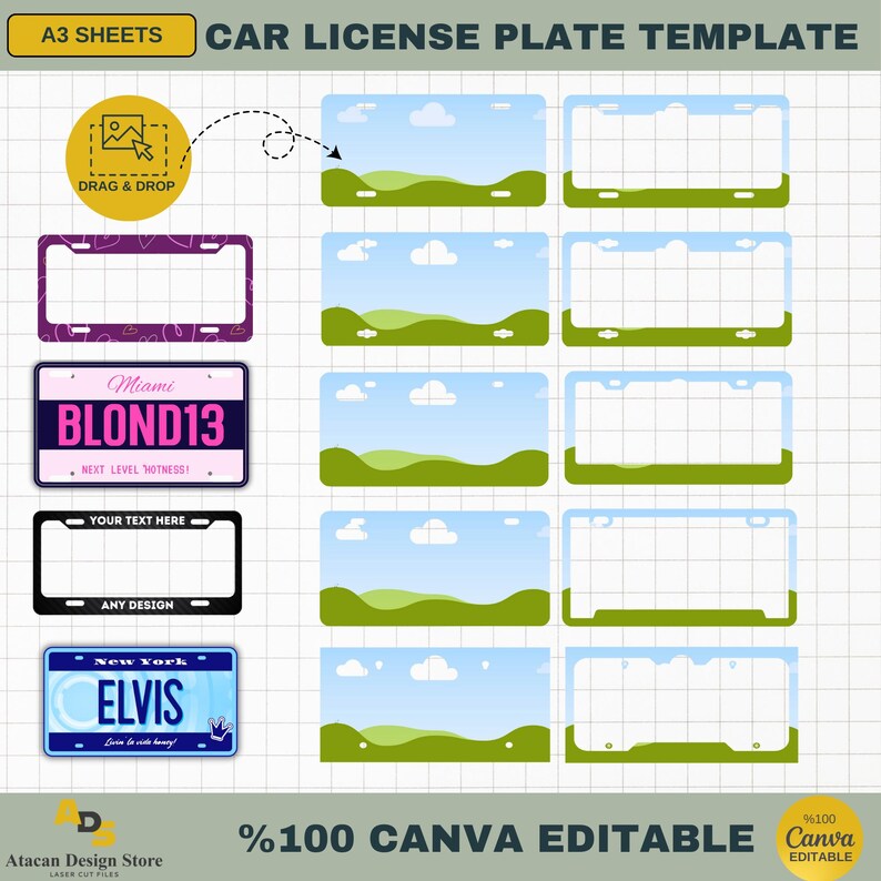 Personalized Car License Plate Template Canva Editable Design for
