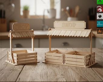 Laser Cut Candy Shop Stand,Wooden Display, DIY Market Stall, Plywood Design,Wooden Candy Display, DIY Laser Cut Stand, Shop Booth Holder 848
