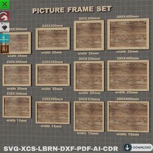 Laser Cut Photo Frame Set Various Sizes Wood Frame Templates Decorative Frame Bundle,Laser Cut 3 Widths Digital Cut Files 831