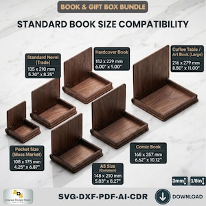 Book Box Bundle, 6 Sizes Gift Boxes, Hinged Lid Storage Boxes 961