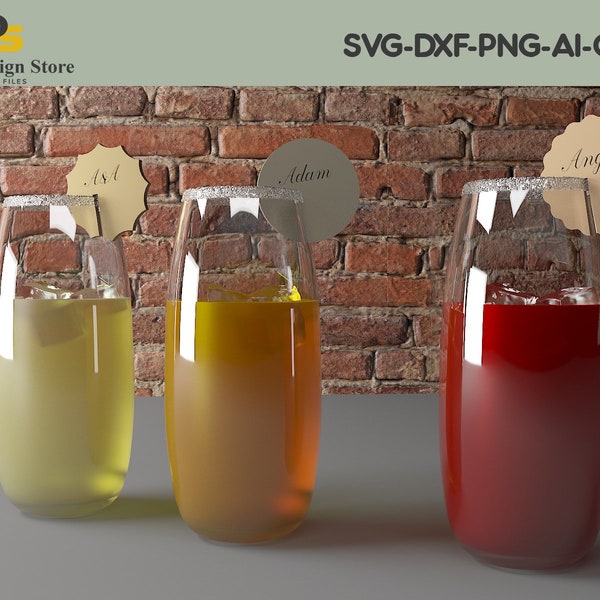 Laser Cut Name Drink Marker Etsy