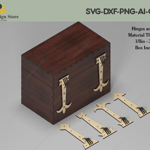 Holzscharnier Laser geschnitten Dateien / Laser Box Schneidevorlagen / Scharniere für Box SVG DXF Ai CDR 308