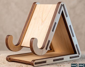 Phone Tablet Stand ,Wooden Frame Holder, Desk Organizer SVG, Dock Display, SVG Digital Download