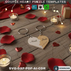 Paar Herz Schlüsselanhänger Set | Puzzle Schlüsselring | Perfektes Geschenk für Liebhaber I Personalisiertes Schlüsselring Set 437