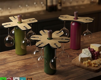 Wine Glass Caddy and Holders - 15 Wooden Laser Cut File Designs 252