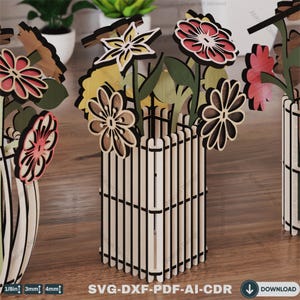 Holzblumenstrauß-Design für das Laserschneiden - Tolle Geschenkidee für Mama, Wildblumenstrauß für das Laserschneiden 819