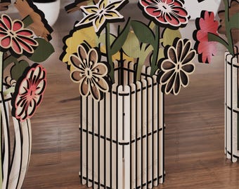 Wooden Flower Bouquet Design for Laser Cutting – Great Gift Idea for Mom,Wildflower Bouquet for Laser Cutting 819
