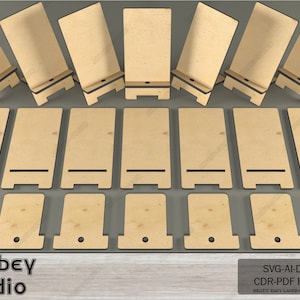 Supporto per telefono semplice tagliato al laser / Facile montaggio e display elegante / File Glowforge istantanei / Supporto fai da te 613