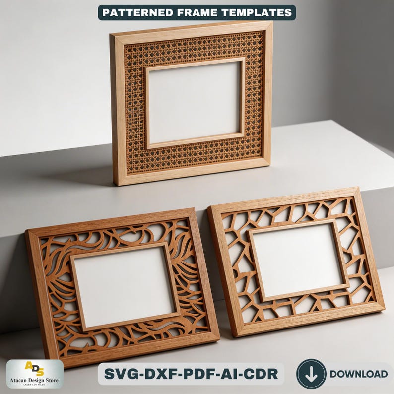 Wood Frame Design Pattern Floral Patterned Wood Photo Frame Designs - Rattan Cane Frame Laser Cut ...