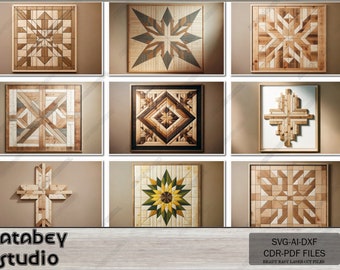 Artisanal Barn Quilt Pattern Collection | Classic Farmhouse Quilt Designs | Premium Laser Cutting Templates 612