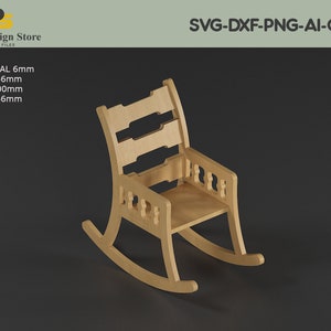 Rocking Chair Woodworking Plan / Miniature Rocking Chair for Vector ...