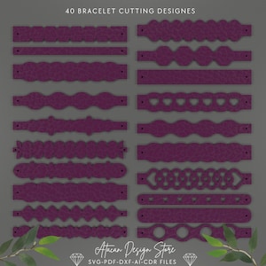 Leren armband SVG-bundel | Lasergesneden bestanden | 40 flexibele ontwerpsjabloon kunstleer armband voor Cricut & Silhouette 691