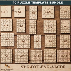 Jigsaw Puzzle Templates Bundle, 40 Sizes from 1x1 to 50x60 - Puzzle Cutting Files, Puzzle Laser SVG File, Digital Download 727