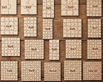 Bundel puzzelsjablonen, 40 maten van 1 x 1 tot 50 x 60 - puzzelsnijbestanden, puzzel laser SVG-bestand, digitale download 727