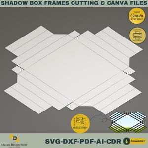 Shadow Box Frame SVG-sjablonen | 3D-papiermodellen | Cricut & silhouet | Bewerkbaar canvas | pdf, DXF, ai, CDR-snijbestanden 767 afbeelding 5