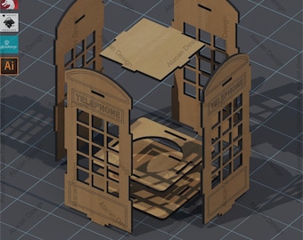 Laser Cut British Phone Booth Tea Light Holder,Laser Cut British Phone Box Model Kit,DIY British Phone Booth Tea Light Project 850