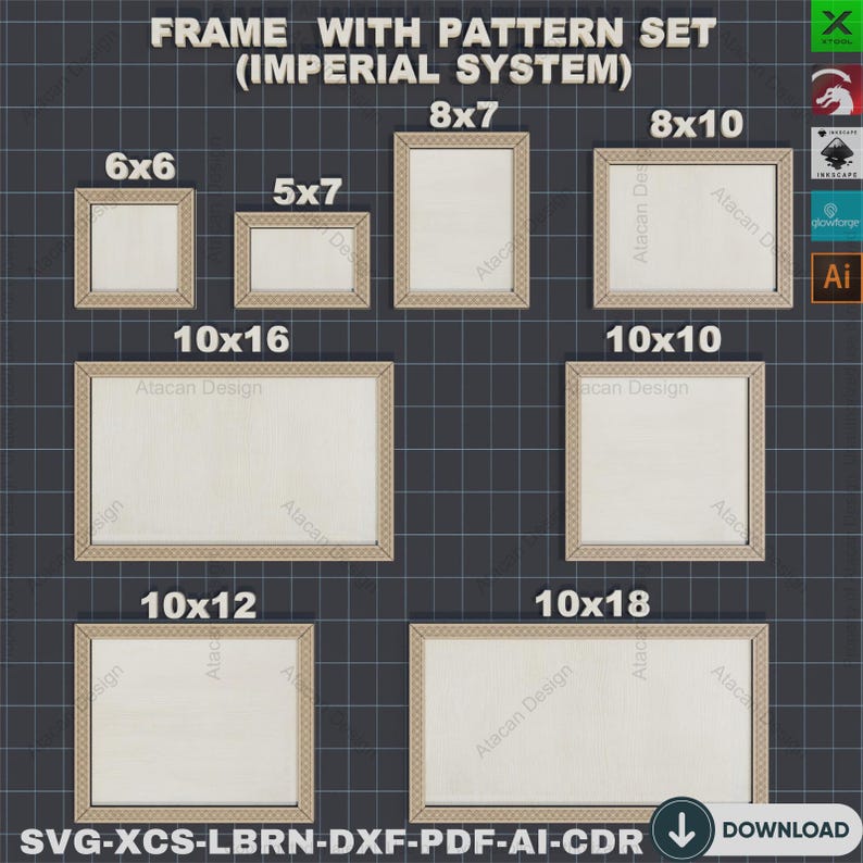 8 Sizes Laser Cut Frames , Photo Frame SVG Templates, 2 Designs,elegant ...