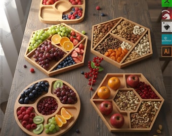 Zelfgemaakte charcuterieplanken - snacktrays lasergesneden bestanden voor stijlvol serveren 523