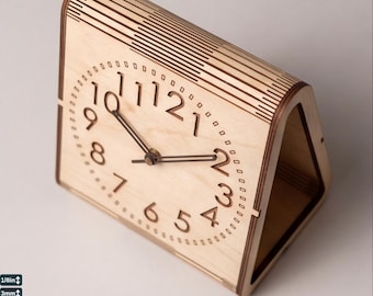 Wooden Table Clocks, Living Hinge Desk Clock Bundle, 11 Clock Face Designs 987