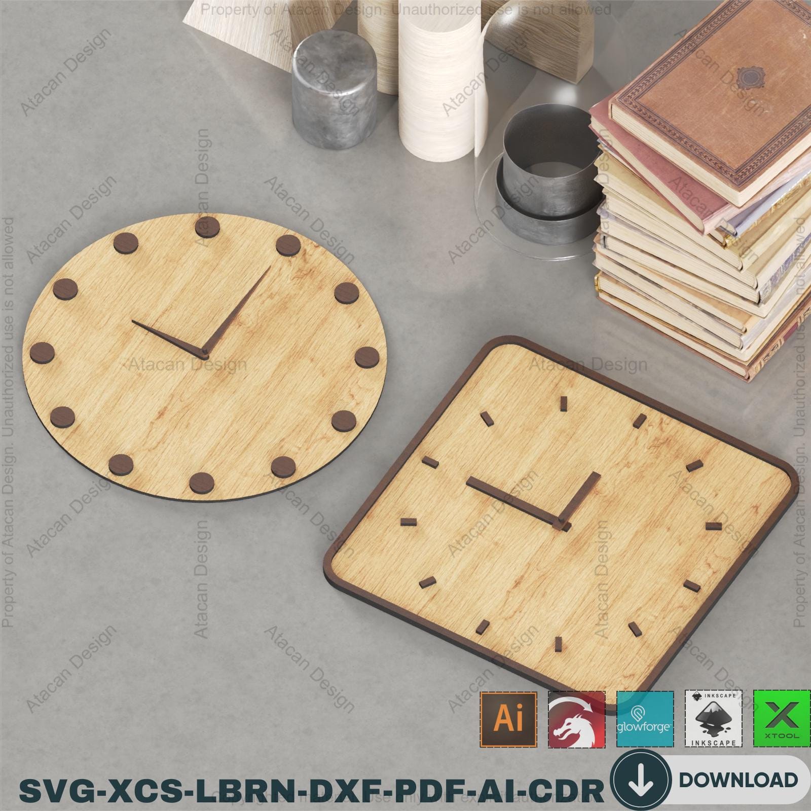 Laser Cut Clock Template Bundle, DIY Clock Face Designs, CNC Files for ...