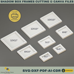 Shadow Box Frame SVG-sjablonen | 3D-papiermodellen | Cricut & silhouet | Bewerkbaar canvas | pdf, DXF, ai, CDR-snijbestanden 767 afbeelding 2