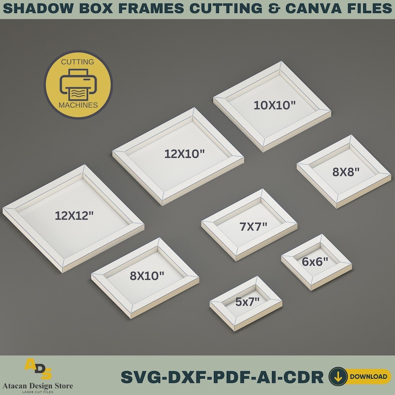 Shadow Box Frame SVG-sjablonen | 3D-papiermodellen | Cricut & silhouet | Bewerkbaar canvas | pdf, DXF, ai, CDR-snijbestanden 767 afbeelding 2