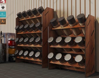 Laser Cut Paint Bottle Rack - 2 Sizes - Wood Files,DIY Laser Cut Paint Rack - Wood Storage Solution,Acrylic Paint Organizer 835