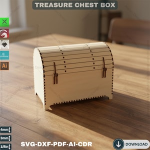 Wooden Treasure Chest - Laser Cut DIY Storage Box Files 388 image 3